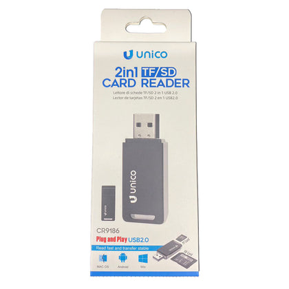 UNICO LETTORE 2 IN 1 TF/SD CARD READER