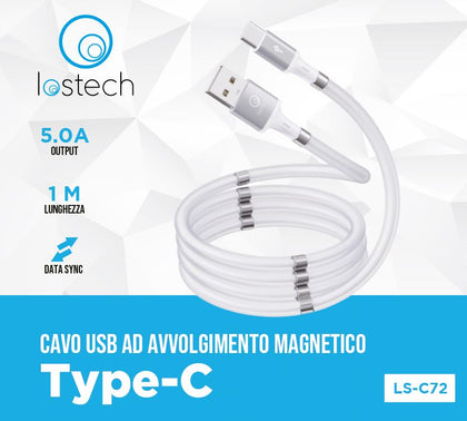 LOSTECH CAVO RICARICA TYPE-C AD AVVOLGIMENTO MAGNETICO DA 100CM LS-C72